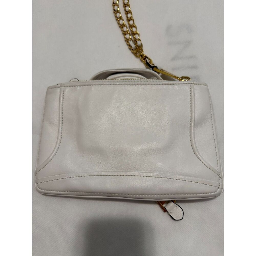 Moschino Milano Couture Biker Jacket Leather Crossbody Bag White - Excellent